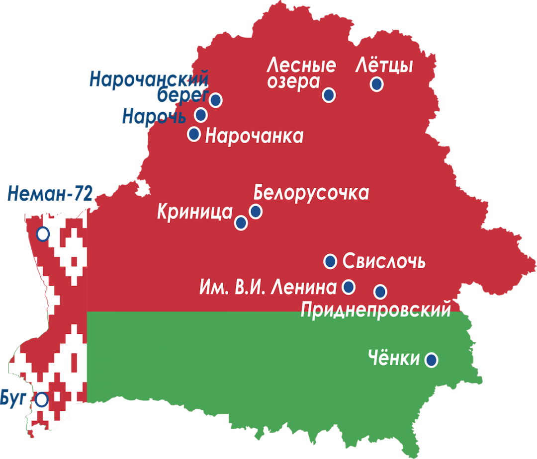 Карта санаториев Федерации профсоюзов Беларуси